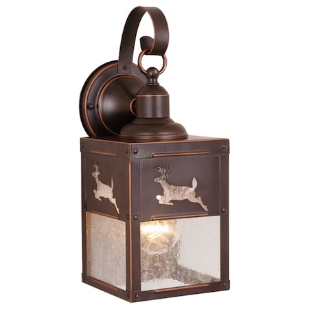 Vaxcel Bryce 1 Light Bronze Rustic Deer Tree Outdoor Wall Lantern Clear Glass OW33553BBZ